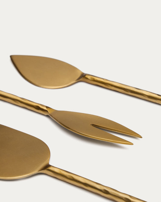 Blisk cheese knife set in gold-coloured stainless steel