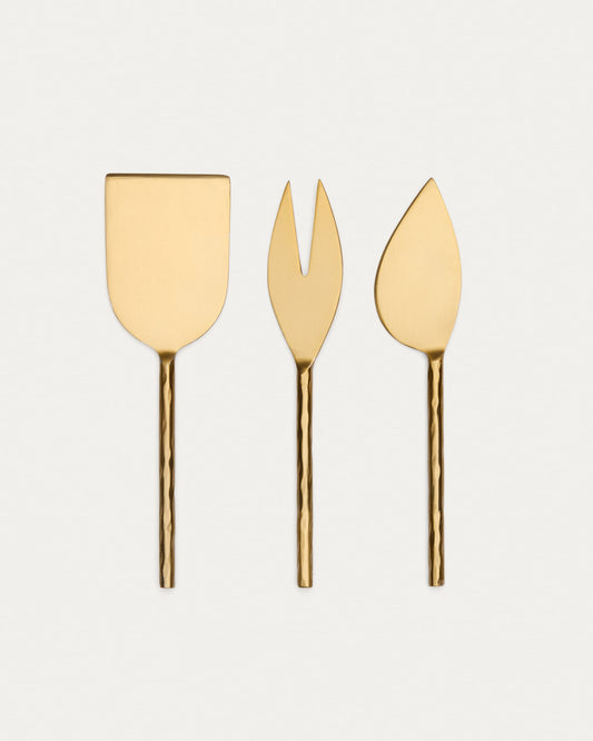 Blisk cheese knife set in gold-coloured stainless steel