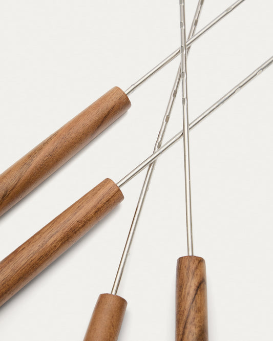 Set of 4 Idrom brochettes made of acacia wood and metal FSC 100%