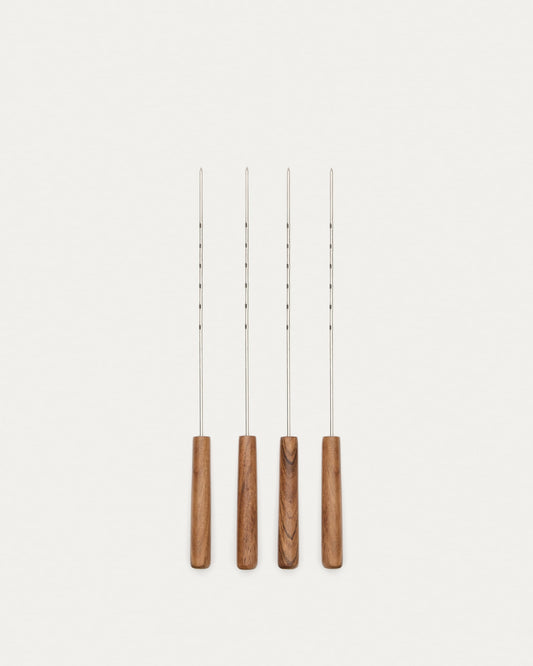 Set of 4 Idrom brochettes made of acacia wood and metal FSC 100%