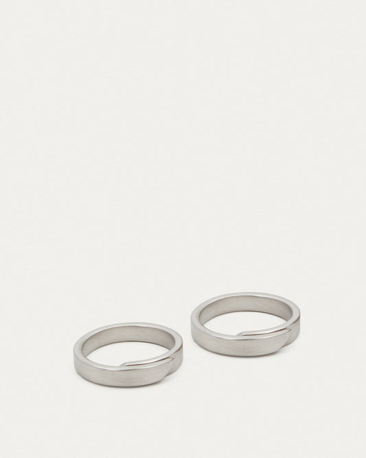 Aruc set of two napkin rings in silver-plated stainless steel