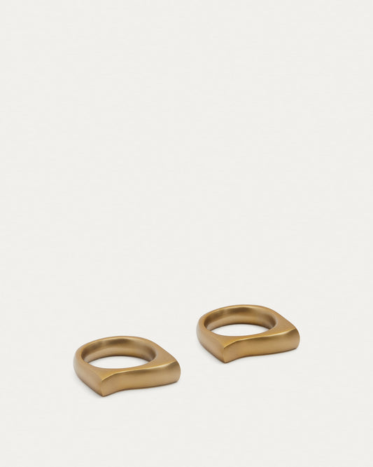 Aruc set of two semi-circular napkin rings in gold-coloured stainless steel