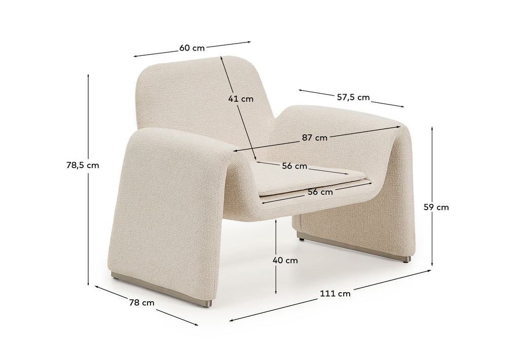 Melvia beige chenille armchair