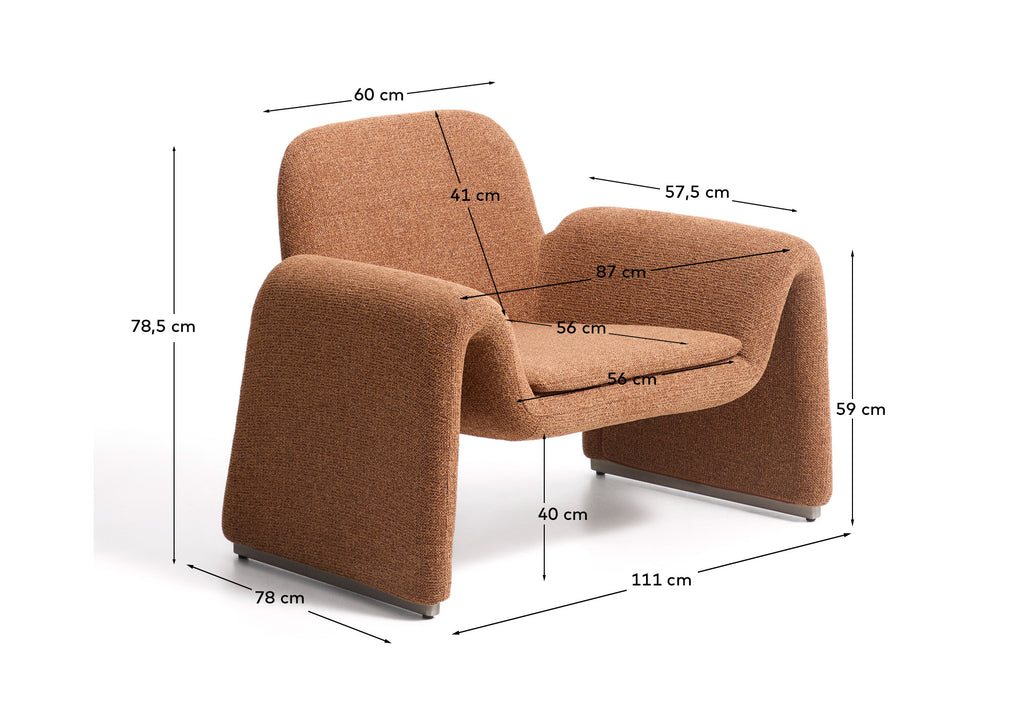 Melvia terracotta chenille armchair