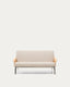 Amsen beige 2-seater sofa in oak plywood with brushed stainless steel legs 165cm
