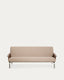 Amsen light brown 3-seater sofa in walnut plywood with brushed stainless steel legs 205cm