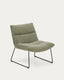 Asen green chenille armchair with black steel legs FSC 100%