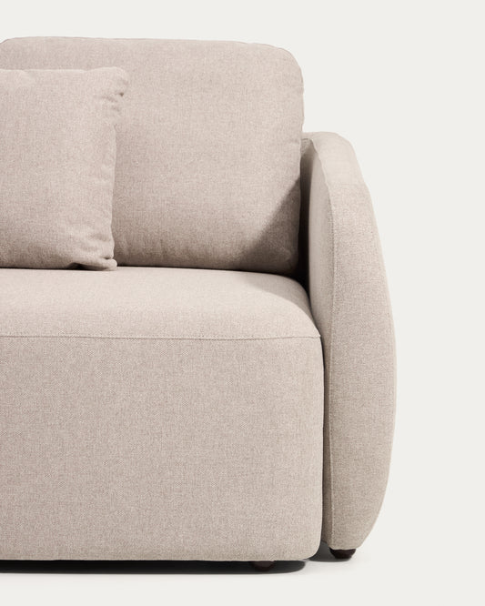 Laira 3-seater sofa bed in beige chenille 218cm FSC Mix Credit