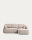 Laira 3-seater sofa bed with right chaise longue in beige chenille 246cm FSC Mix Credit