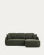 Laira 3-seater sofa bed with right chaise longue in dark green chenille 246cm FSC Mix Credit