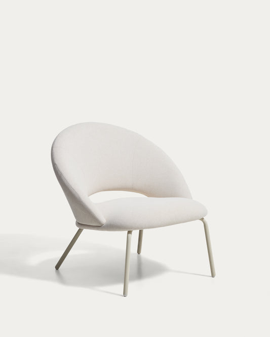 Bonali armchair in beige chenille with beige metal legs FSC Mix Credit