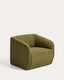 Milare armchair in olive green chenille 83 cm FSC 100%