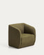 Milare armchair in olive green chenille 73 cm FSC 100%