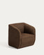 Milare armchair in chocolate brown chenille 73 cm FSC 100%