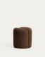 Nedilo round footrest in chocolate brown FSC Mix Credit chenille