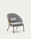 Eamy light grey armchair in an ash wood veneer with a natural finish and black metal