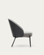 Eamy light grey armchair in an ash wood veneer with a black finish and black metal