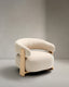 Granite beige chenille armchair with solid ash wood legs in a natural tone finish FSC 100%