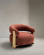 Granite terracotta chenille armchair with solid ash wood legs in a natural tone finish FSC 100%