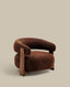 Granite brown chenille armchair with solid ash wood legs in a walnut finish FSC 100%
