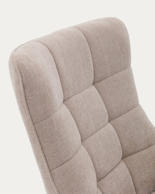 Teryl beige chenille armchair with grey-finished metal, FSC 100%