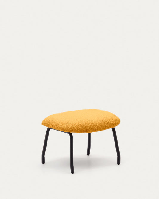 Belina footrest in mustard bouclé and steel with black finish FSC 100%