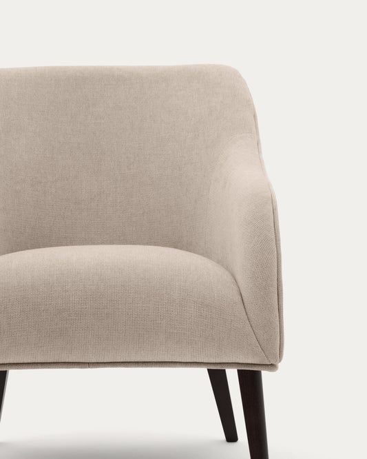 Bobly armchair in beige and with solid beech wood in a wenge finish