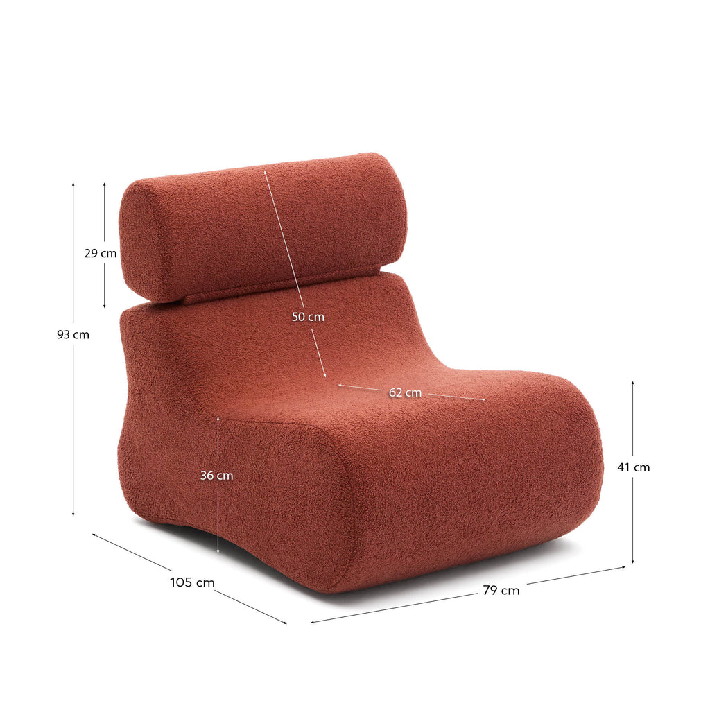Club terracotta bouclé armchair