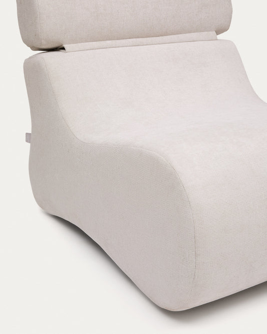 Club pearl-coloured, chenille armchair