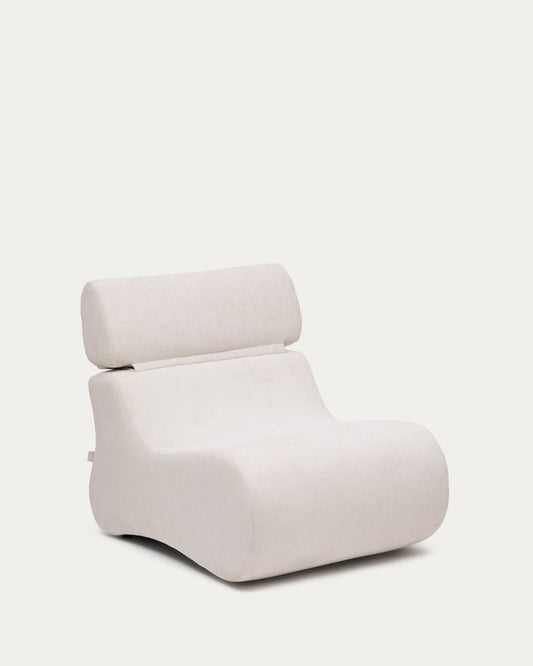 Club pearl-coloured, chenille armchair