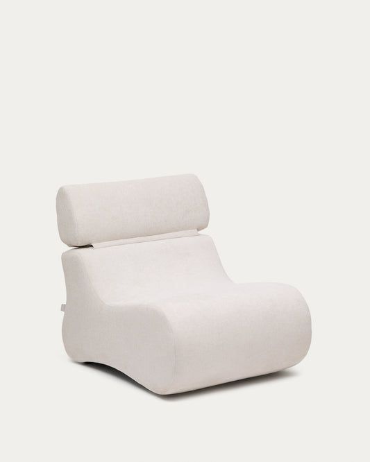 Club pearl-coloured, chenille armchair