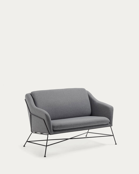 Brida 2 seater sofa in dark grey, 128 cm