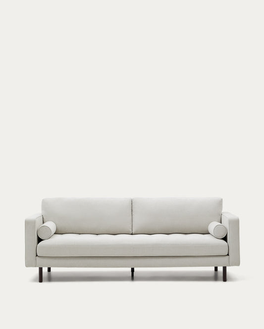 Sofa Debra 3-seater in pearl chenille and wengue finish legs 222 cm