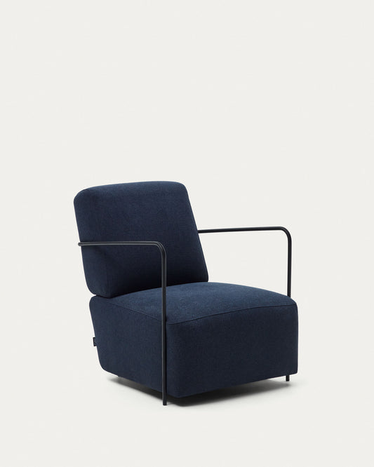 Gamer armchair in blue and metal with black finish