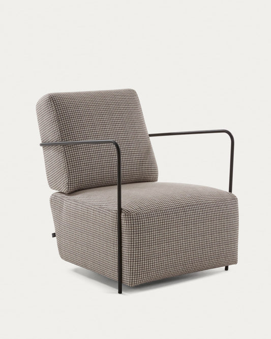 Gamer armchair in houndstooth pattern with steel in a black finish