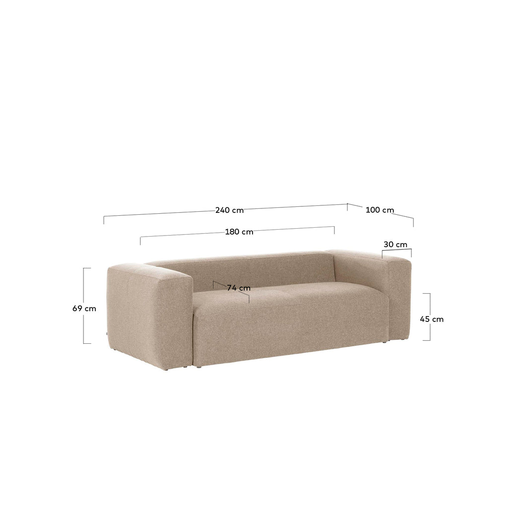 Blok 3-seater beige chenille sofa 240cm FSC Mix Credit