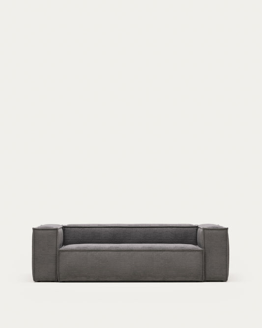 Blok 3 seater sofa thick grey corduroy 240 cm