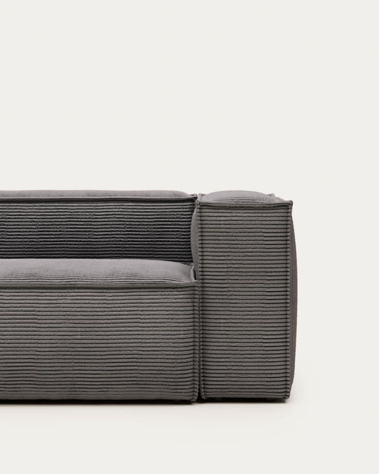 Blok 3 seater sofa in grey wide seam corduroy, 240 cm