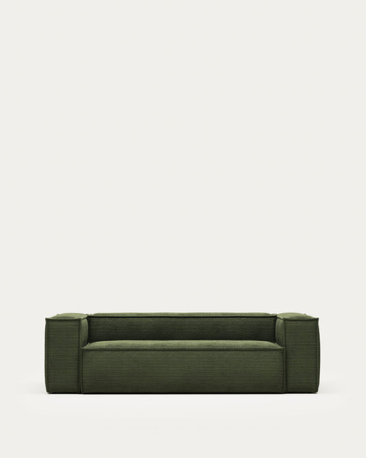 Blok 3-seater sofa thick in green corduroy 240 cm