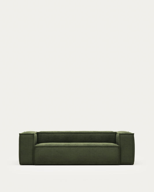 Blok 3 seater sofa in green wide seam corduroy, 240 cm