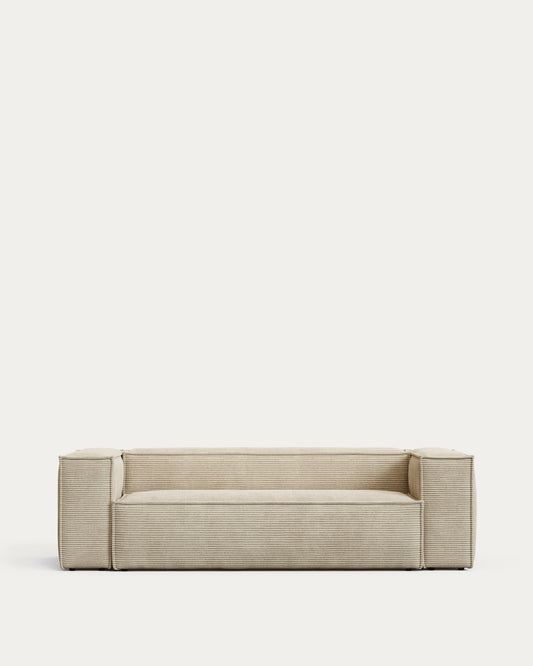 Blok 3 seater sofa thick ecru corduroy 240 cm