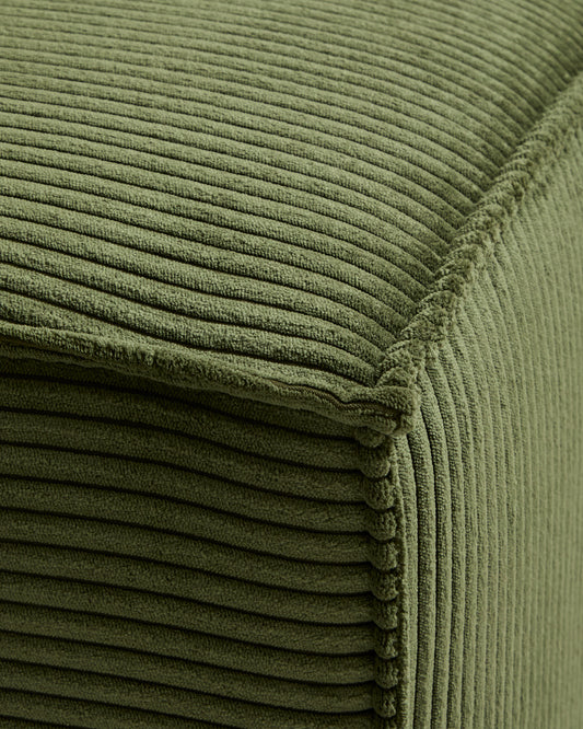 Blok 3-seater sofa with right terminal in green thick corduroy 325cm FSC Mix Credit