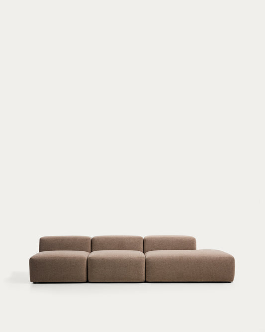 Blok brown chenille 3-seater sofa with right terminal 325cm FSC Mix Credit