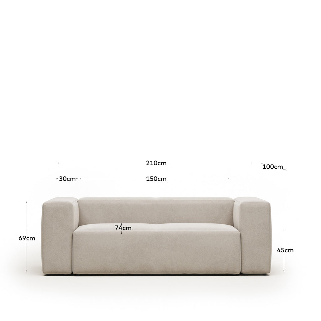Blok 2-seater beige chenille sofa 210cm FSC Mix Credit
