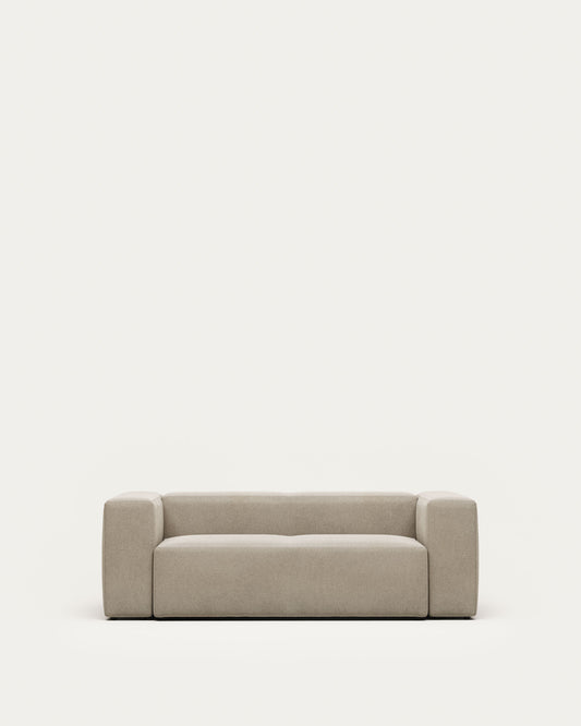 Blok fire-retardant 2-seater sofa in beige chenille 210cm