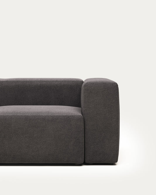 Blok fire-retardant 2-seater sofa in grey chenille 210cm