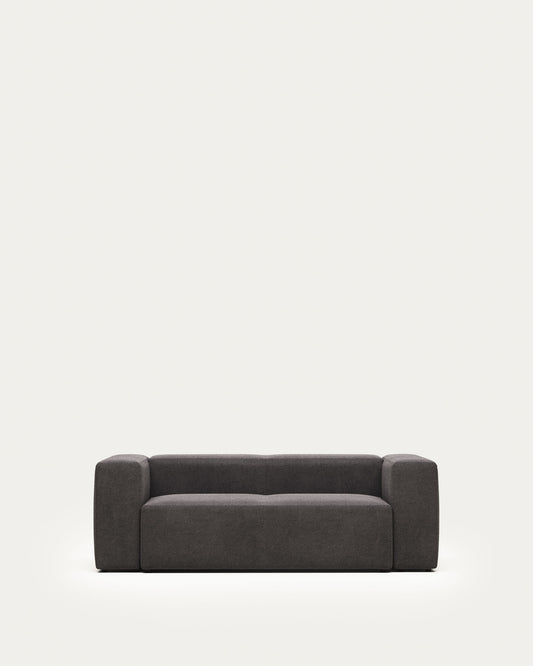 Blok fire-retardant 2-seater sofa in grey chenille 210cm