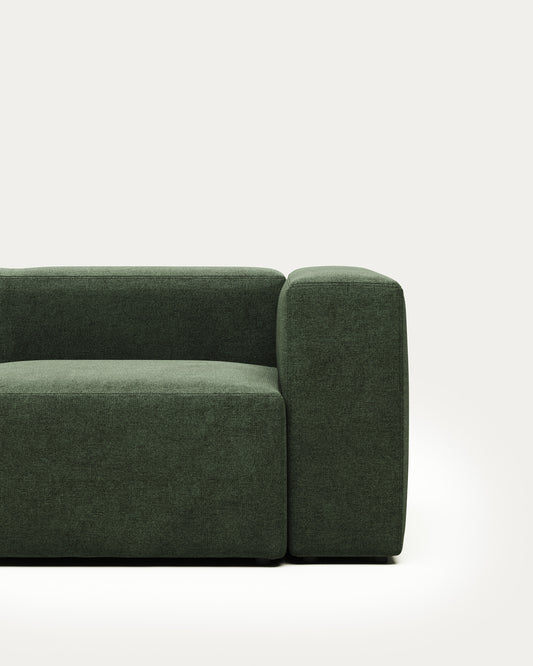 Blok fire-retardant 2-seater sofa in green chenille 210cm