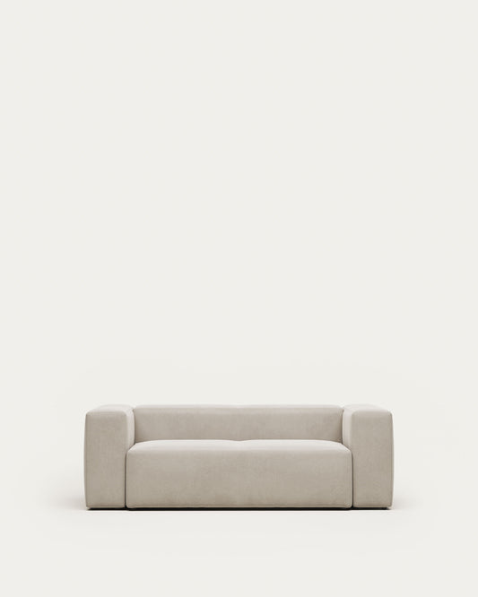 Blok fire-retardant 2-seater sofa in white chenille 210cm