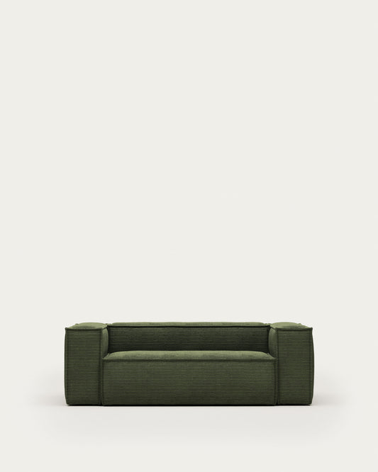 Blok 2 seater sofa thick in green corduroy 210 cm